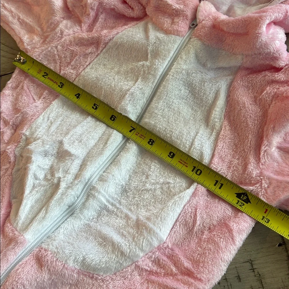 Onesie Sleeper Pink Dinosaur Hoodie Sleeper with A Tail 2 Zipper Pulls Very Soft